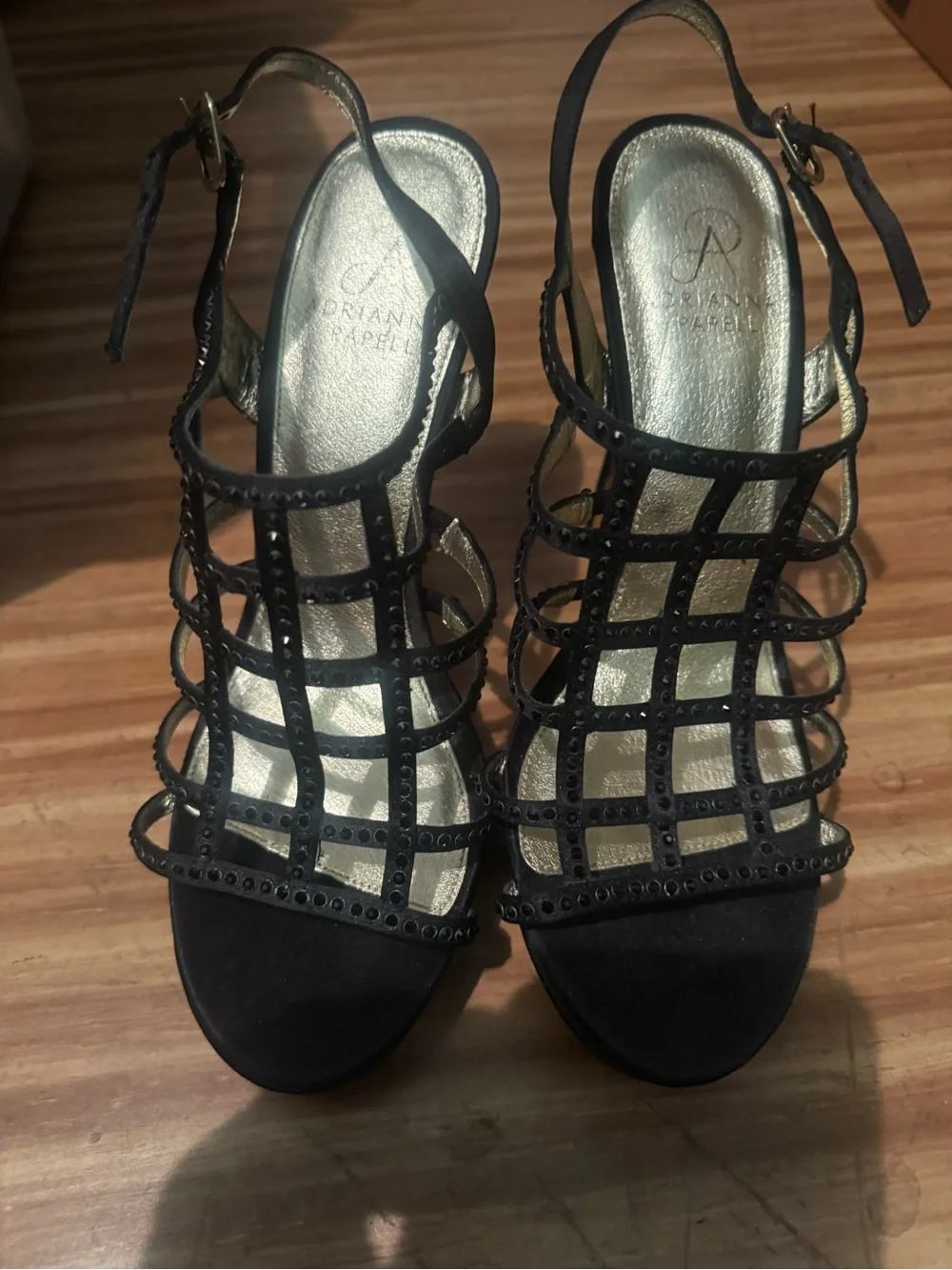 Black Strappy Open-Toe Heeled Sandals for Women